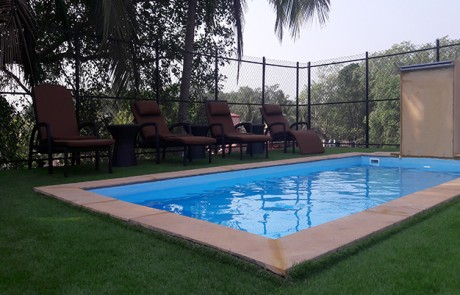 Pool area at the Zense Resort Goa.